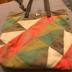 Fossil canvas geometric tote